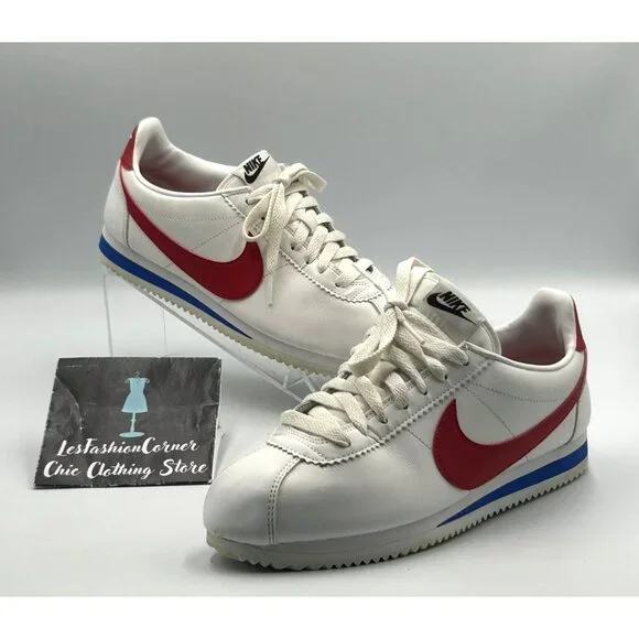 Nike Women's White Red Leather Cortez Forrest Gump Running Shoes Size 9 3117 - Picture 10 of 16